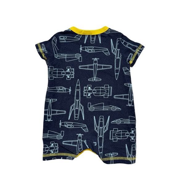 HANNA ANDERSSON Planes Cars Shortie Romper Sz 3-6 months 60cm Blue Yellow Unisex - Picture 2 of 4